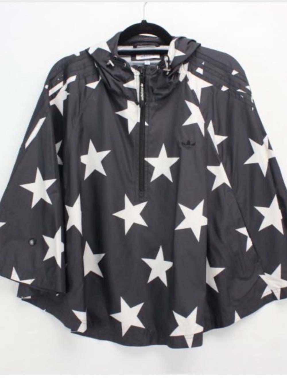 Adidas Black Star-Print Hooded Rain Poncho